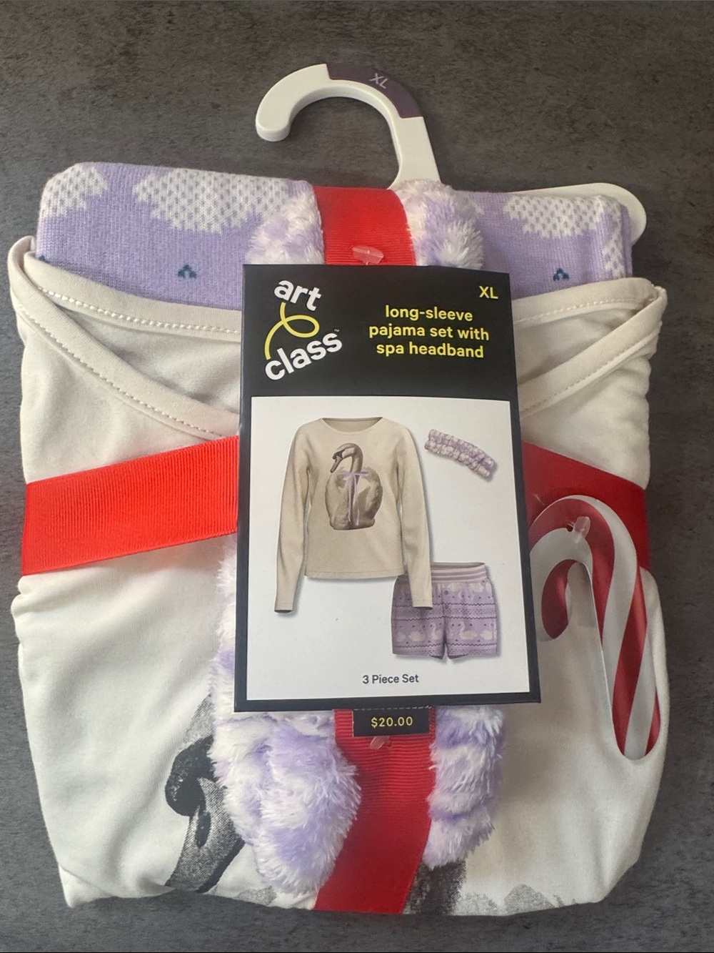 art class Cream and Purple Girls' Long-Sleeve Pajama Set with Headband